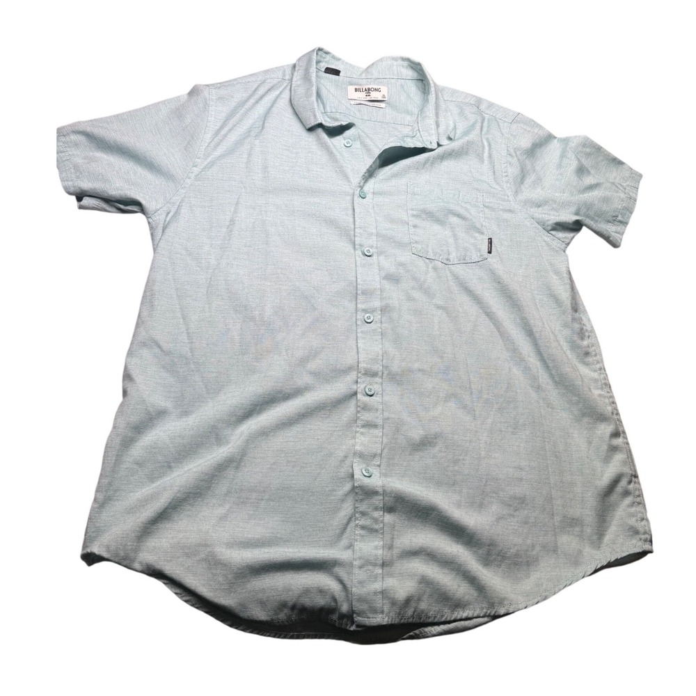 Billabong All Day Helix Shirt Mens XL Aqua‎ Short Sleeve Button Up Stretch Core